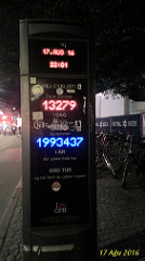 Kopenhag'taki ünlü bisiklet sayaçlarından biri. Buradan elde edilen istatistikler çok değerli.